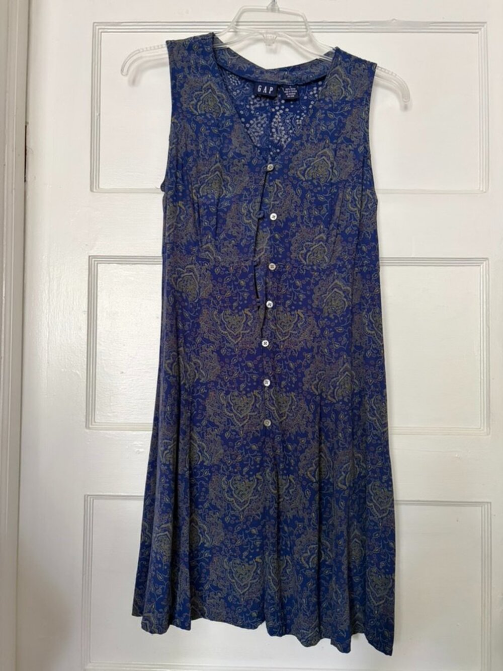 Vintage Gap Blue Paisley Rayon Sleeveless Dress